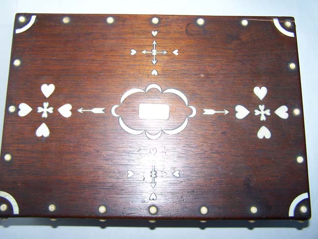 A Charming 19th century Sailor Made Folk Art Sewing Box with Ivory Inlays dated 1864 — image 7